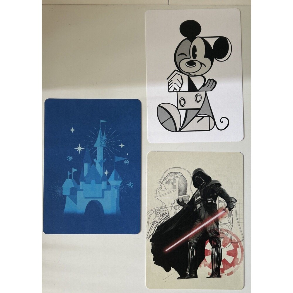 3 Disney 5x7 Postcards Post Cards Mickey Mouse Darth Vader Castle LE